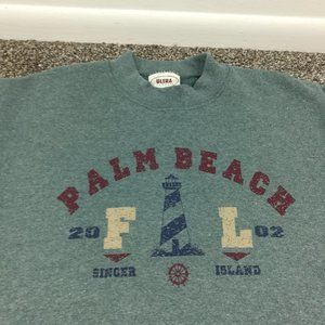 Vintage Singer Island Florida Sweatshirt Crewneck Pullover Teal Blue Mens Large
